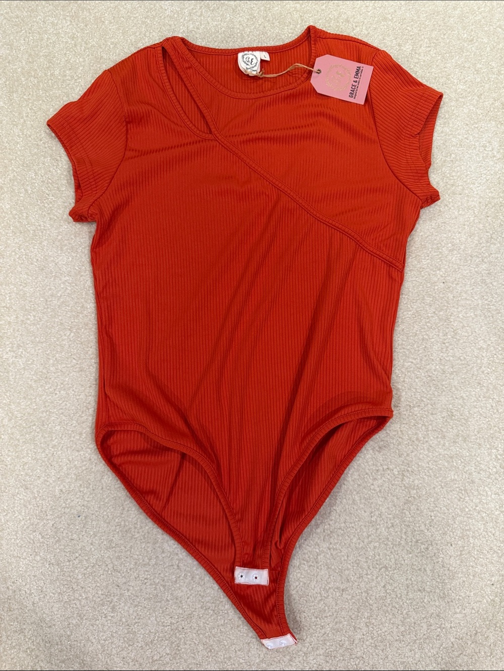Ribbed Burnt Orange One-Piece Bodysuit